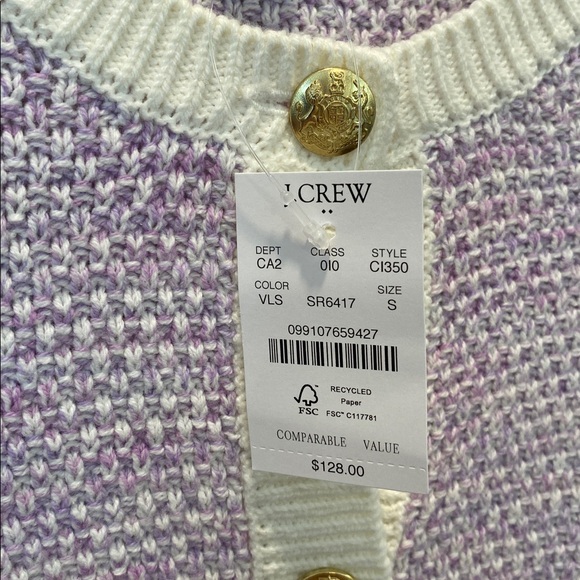 J.Crew Violet Popcorn Stich Lady Jacket Cardigan Sweater Size Small NWT - Picture 6 of 10